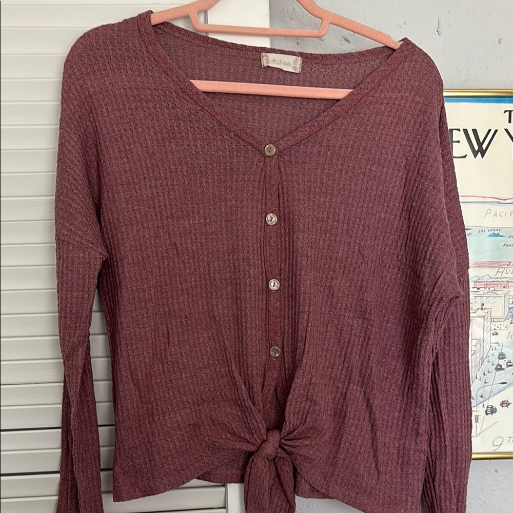 Altar’d Stats Knit Button-Up Top size L